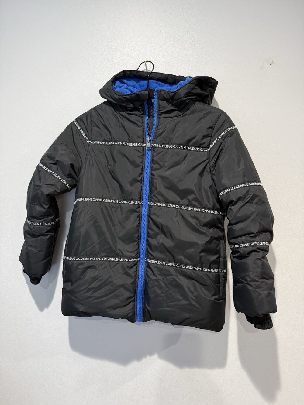 Calvin Klein Boys Size 8 Winter Puffer Jacket Coat Hooded Fleece Lined Black